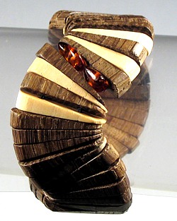 holzarmreif, bernsteinschmuck