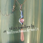 collier, halskette, silber, rosenquarz, swarovski kristall