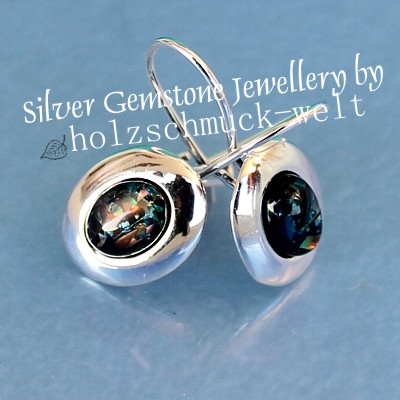 Silberohrringe mit meergruenem Opal