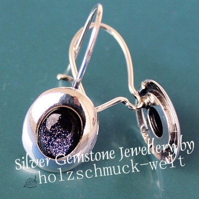 Silberschmuck Ohrringe mit Edelstein Goldfluss blau